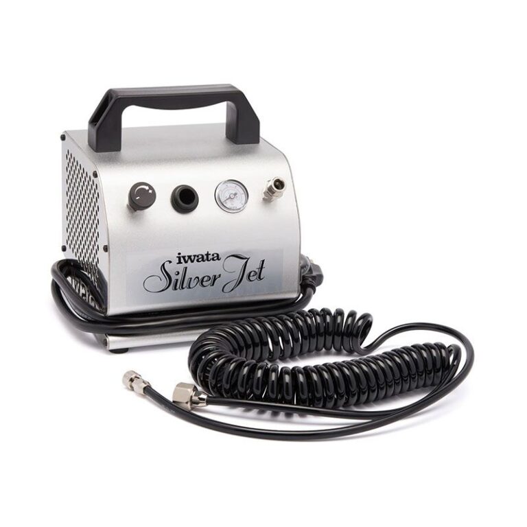 O compressor Silver Jet IS50 é um compressor portátil de pistão único com motor de 91W.