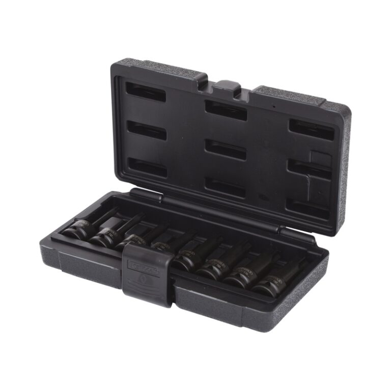 Jogo de Chaves de Caixa de Impacto Torx 1/2" Compridas 8 Peças T30 a T80